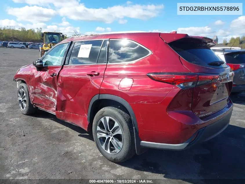 2022 Toyota Highlander Xle VIN: 5TDGZRBHXNS578896 Lot: 40475606