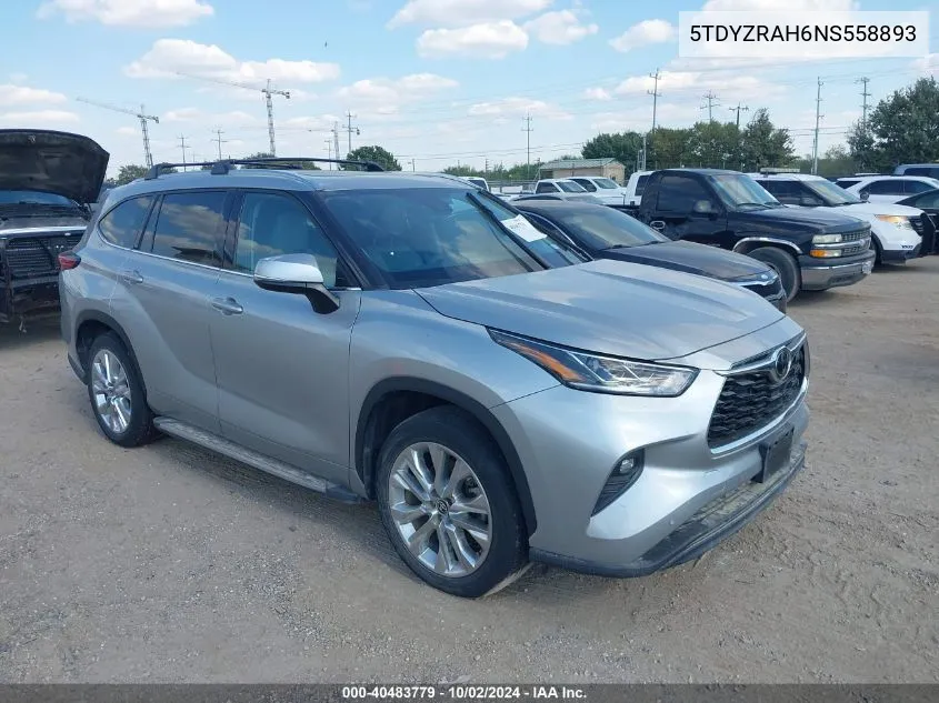 2022 Toyota Highlander Limited VIN: 5TDYZRAH6NS558893 Lot: 40483779