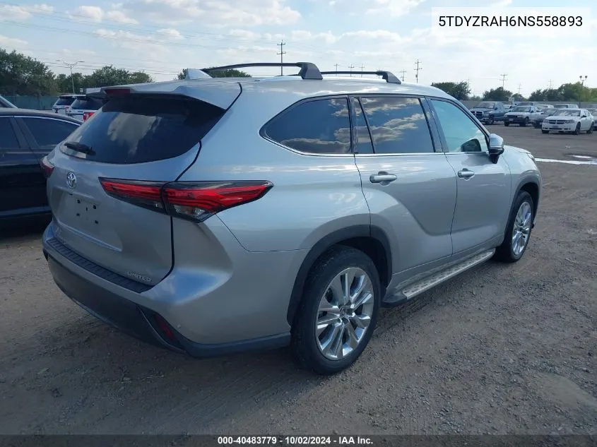 2022 Toyota Highlander Limited VIN: 5TDYZRAH6NS558893 Lot: 40483779