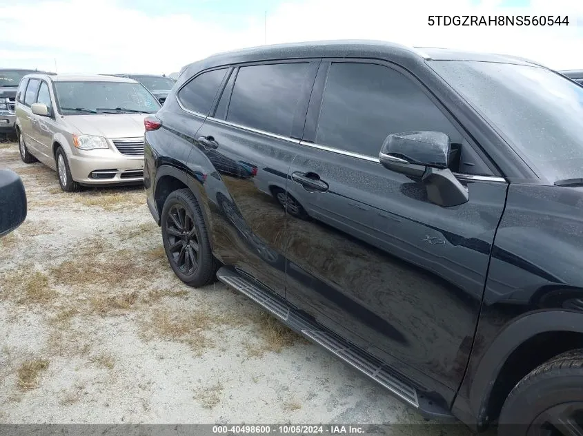 2022 Toyota Highlander Xle VIN: 5TDGZRAH8NS560544 Lot: 40498600