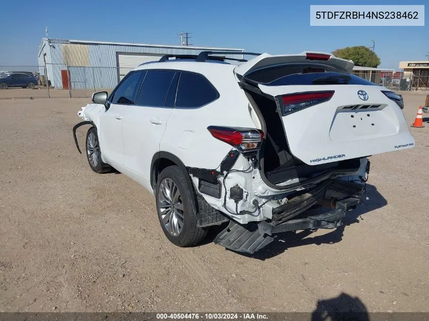 2022 Toyota Highlander Platinum VIN: 5TDFZRBH4NS238462 Lot: 40504476