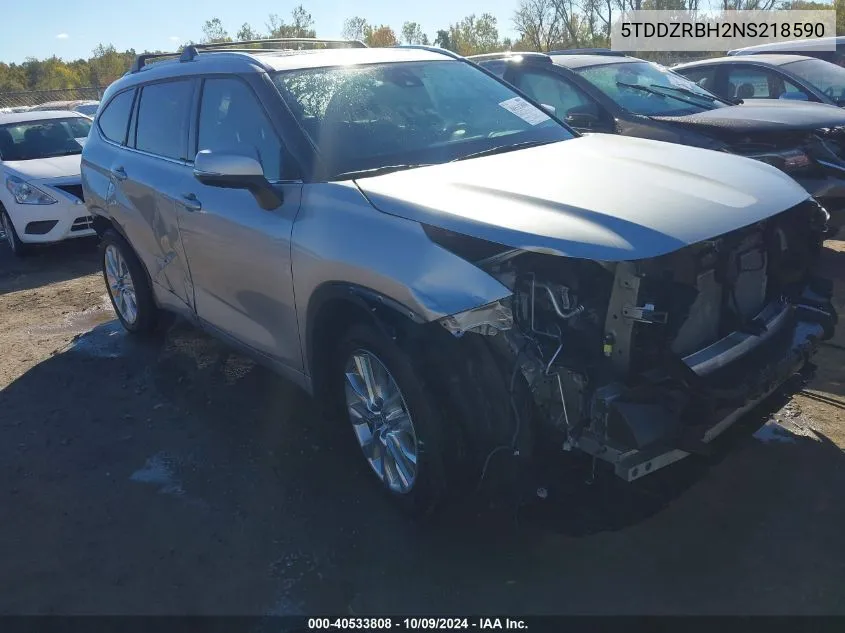 2022 Toyota Highlander Limited VIN: 5TDDZRBH2NS218590 Lot: 40533808