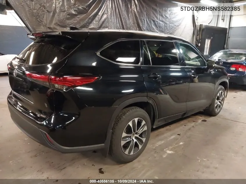 2022 Toyota Highlander Xle VIN: 5TDGZRBH5NS582385 Lot: 40556105