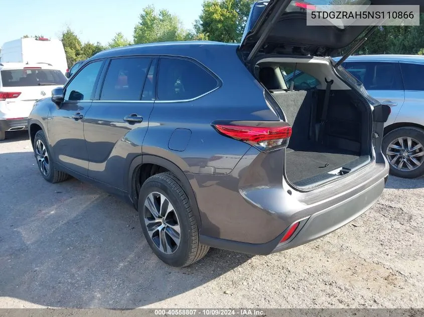 2022 Toyota Highlander Xle VIN: 5TDGZRAH5NS110866 Lot: 40558807