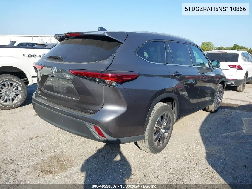 2022 Toyota Highlander Xle VIN: 5TDGZRAH5NS110866 Lot: 40558807