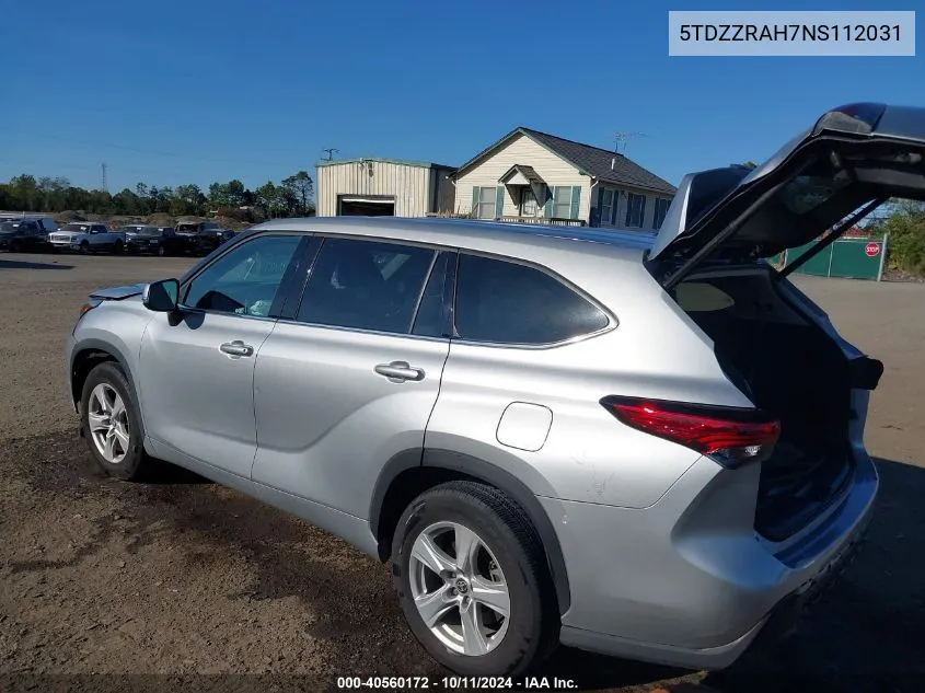 2022 Toyota Highlander Le VIN: 5TDZZRAH7NS112031 Lot: 40560172