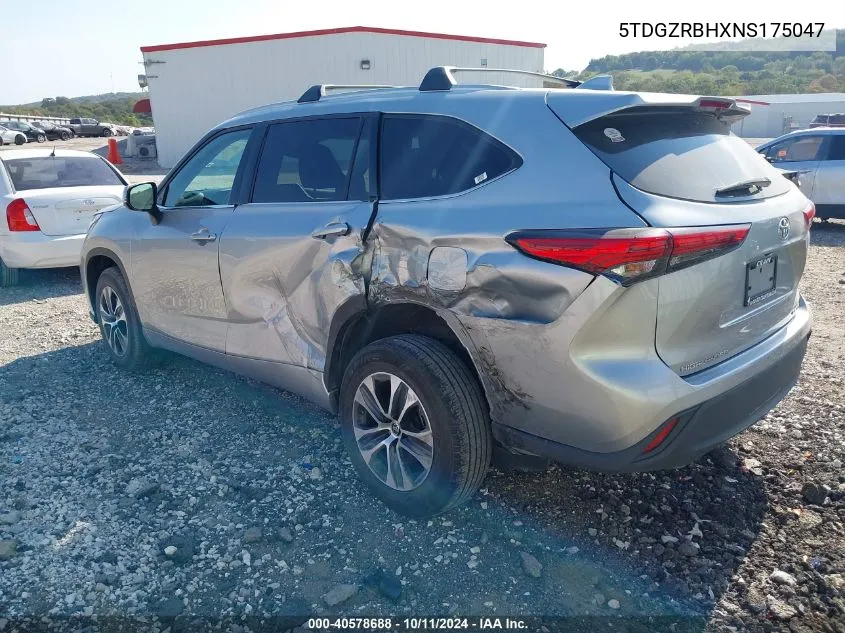 2022 Toyota Highlander Xle VIN: 5TDGZRBHXNS175047 Lot: 40578688