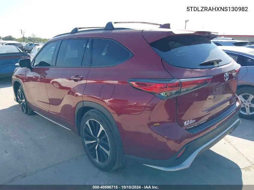 2022 Toyota Highlander Xse VIN: 5TDLZRAHXNS130982 Lot: 40596715