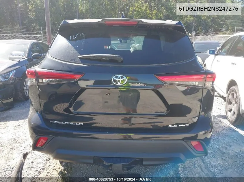 2022 Toyota Highlander Xle VIN: 5TDGZRBH2NS247276 Lot: 40620753