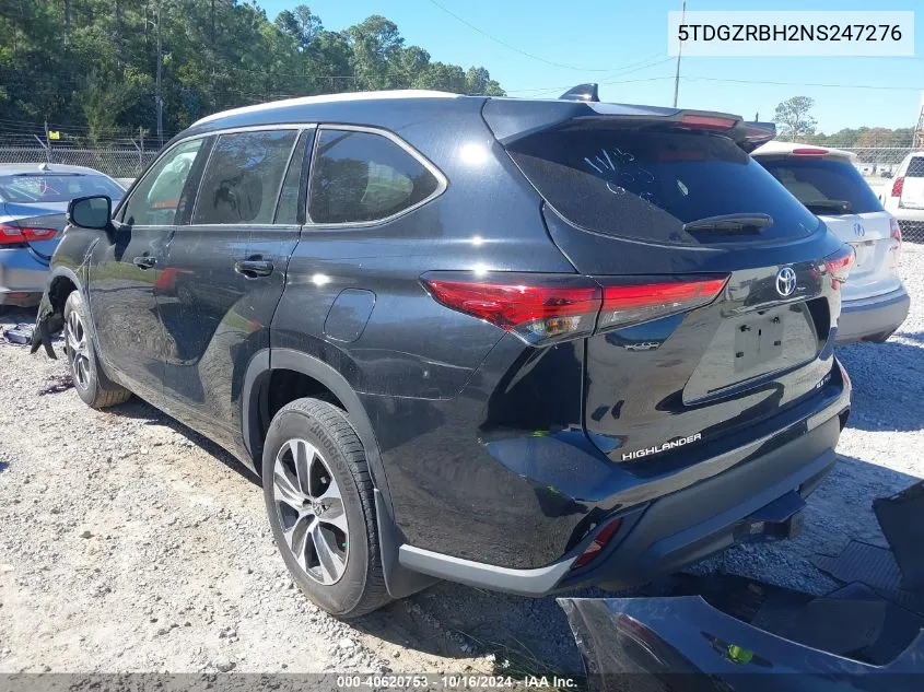 2022 Toyota Highlander Xle VIN: 5TDGZRBH2NS247276 Lot: 40620753