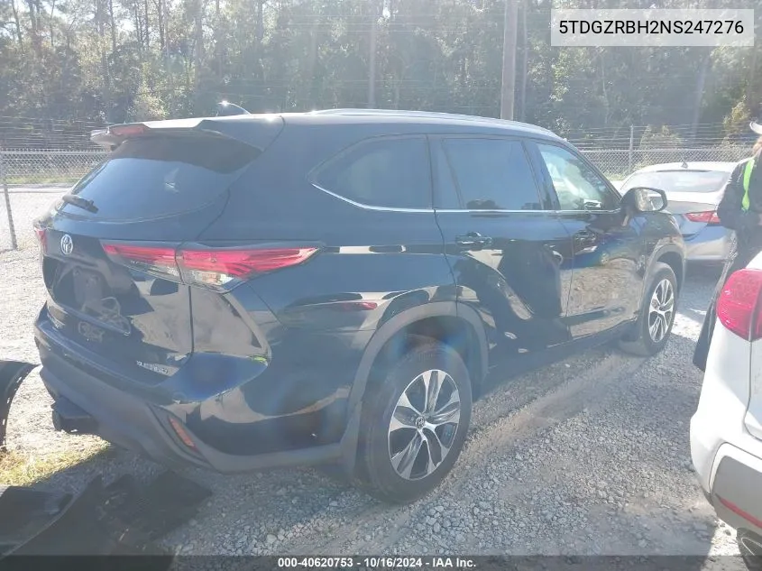 2022 Toyota Highlander Xle VIN: 5TDGZRBH2NS247276 Lot: 40620753