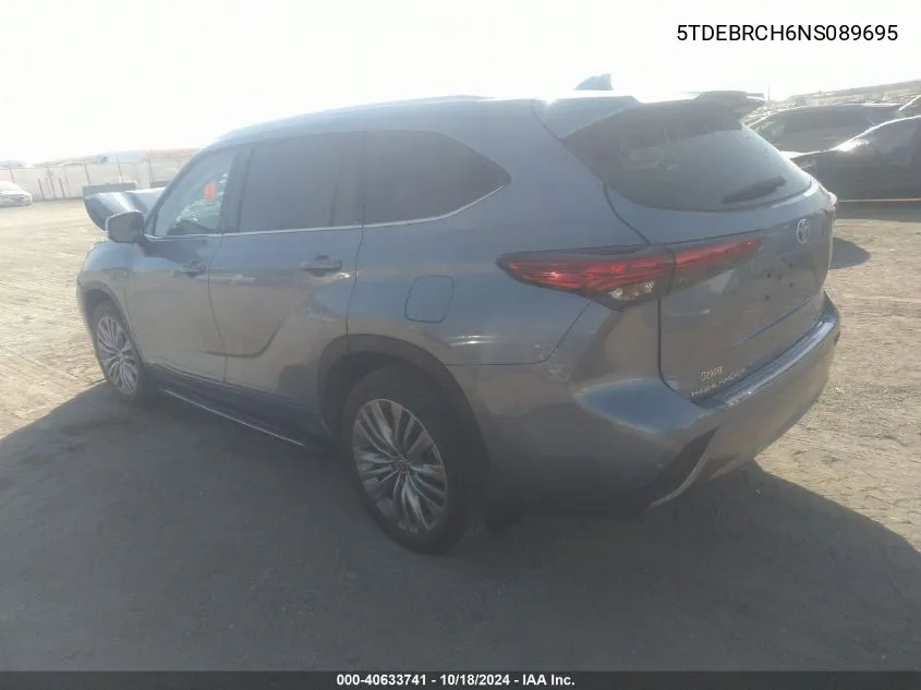 2022 Toyota Highlander Hybrid Platinum VIN: 5TDEBRCH6NS089695 Lot: 40633741