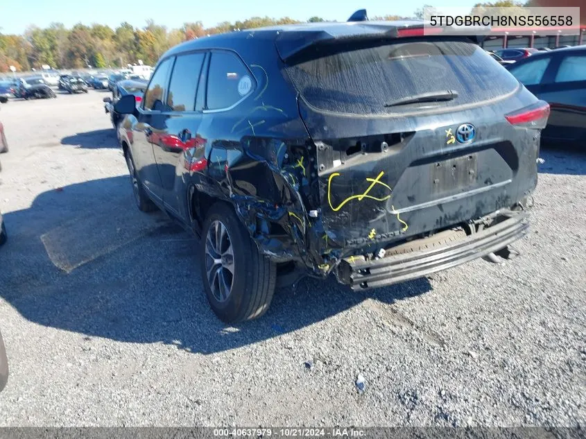 2022 Toyota Highlander Hybrid Xle/Hybrid Bronze Edition VIN: 5TDGBRCH8NS556558 Lot: 40637979