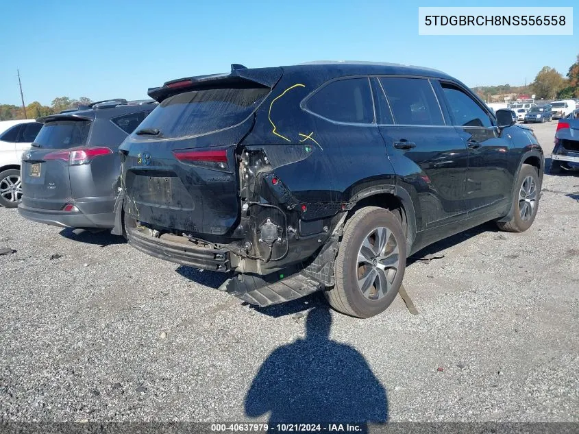 2022 Toyota Highlander Hybrid Xle/Hybrid Bronze Edition VIN: 5TDGBRCH8NS556558 Lot: 40637979