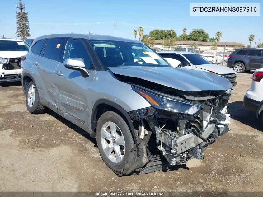 2022 Toyota Highlander L VIN: 5TDCZRAH6NS097916 Lot: 40644377