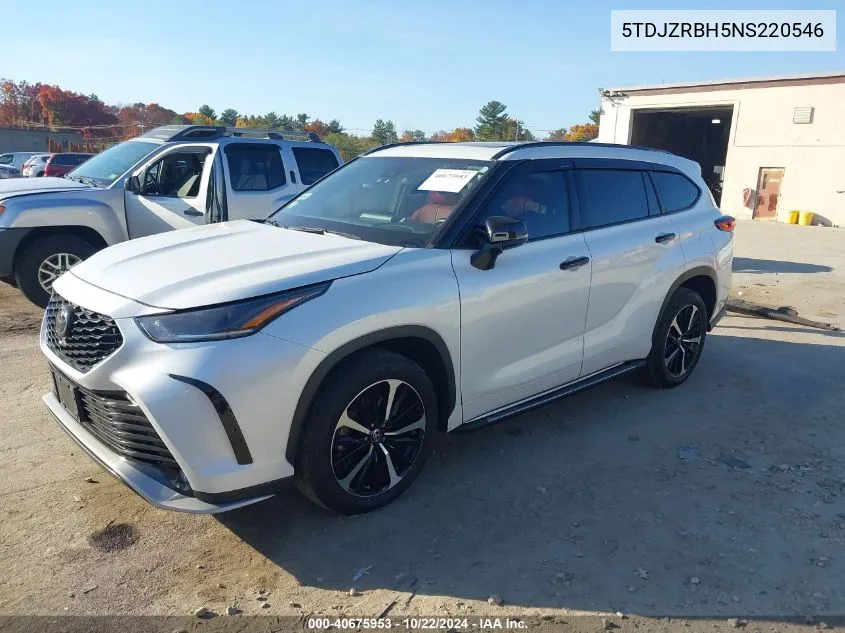 2022 Toyota Highlander Xse VIN: 5TDJZRBH5NS220546 Lot: 40675953