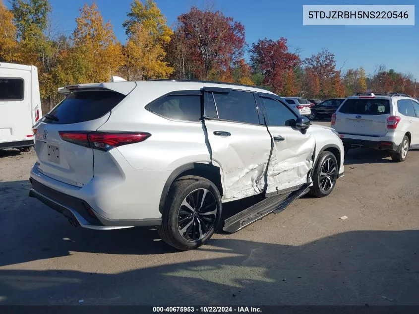 2022 Toyota Highlander Xse VIN: 5TDJZRBH5NS220546 Lot: 40675953