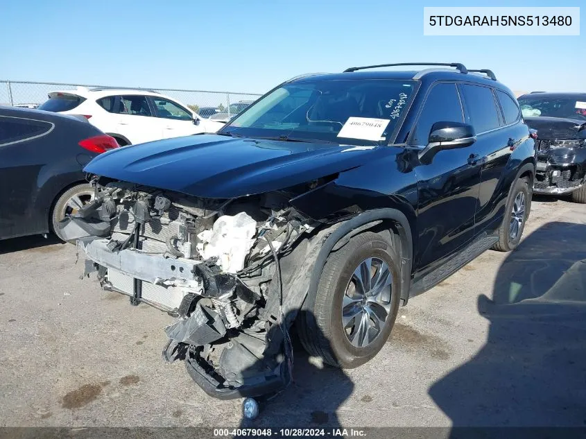 2022 Toyota Highlander Hybrid Xle/Hybrid Bronze VIN: 5TDGARAH5NS513480 Lot: 40679048