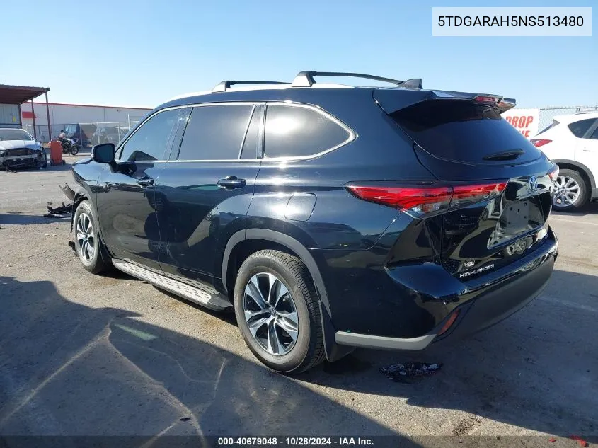 2022 Toyota Highlander Hybrid Xle/Hybrid Bronze VIN: 5TDGARAH5NS513480 Lot: 40679048