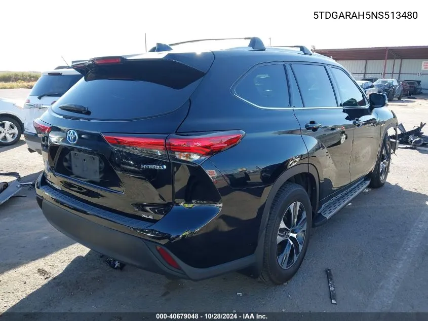 2022 Toyota Highlander Hybrid Xle/Hybrid Bronze VIN: 5TDGARAH5NS513480 Lot: 40679048