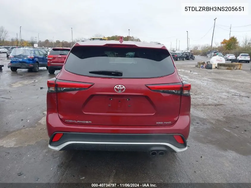 2022 Toyota Highlander Xse VIN: 5TDLZRBH3NS205651 Lot: 40734797