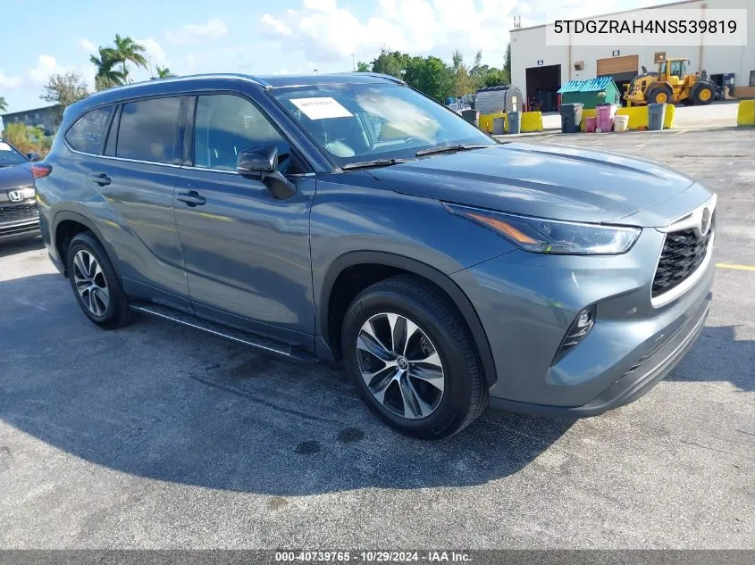 2022 Toyota Highlander Xle VIN: 5TDGZRAH4NS539819 Lot: 40739765