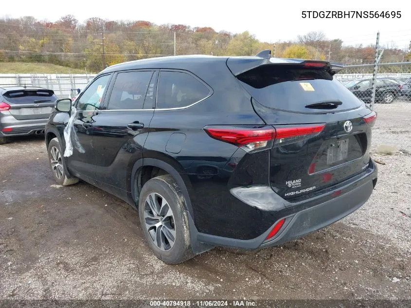 2022 Toyota Highlander Xle VIN: 5TDGZRBH7NS564695 Lot: 40794918