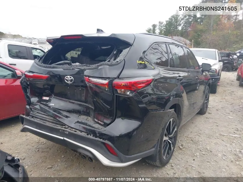 2022 Toyota Highlander Xse VIN: 5TDLZRBH0NS241605 Lot: 40797887