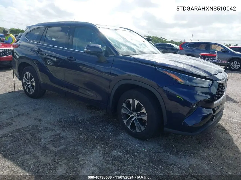 2022 Toyota Highlander Hybrid Xle VIN: 5TDGARAHXNS510042 Lot: 40798586