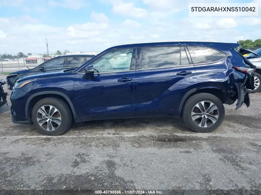 2022 Toyota Highlander Hybrid Xle VIN: 5TDGARAHXNS510042 Lot: 40798586