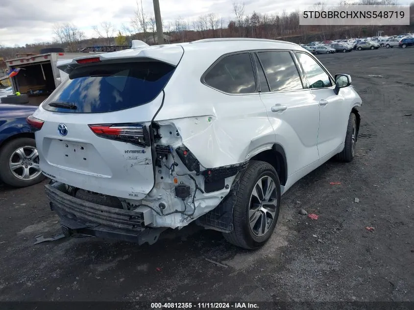 2022 Toyota Highlander Hybrid Xle VIN: 5TDGBRCHXNS548719 Lot: 40812355