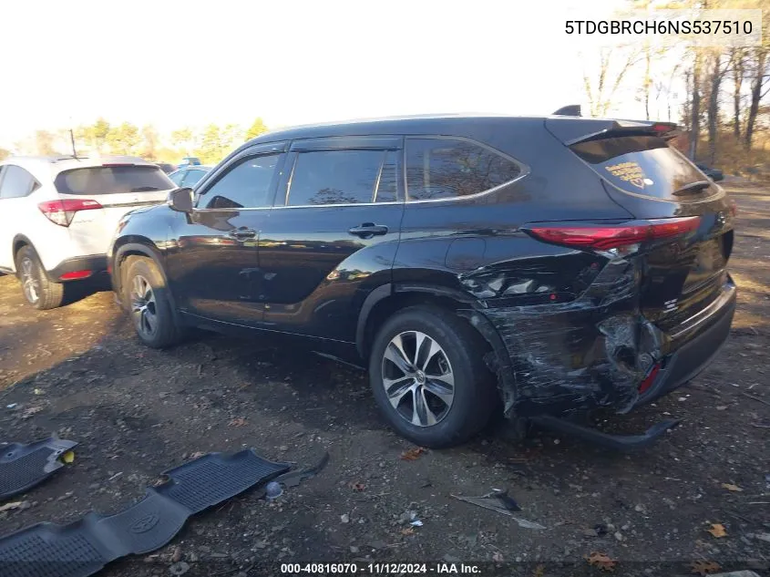 5TDGBRCH6NS537510 2022 Toyota Highlander Hybrid Xle