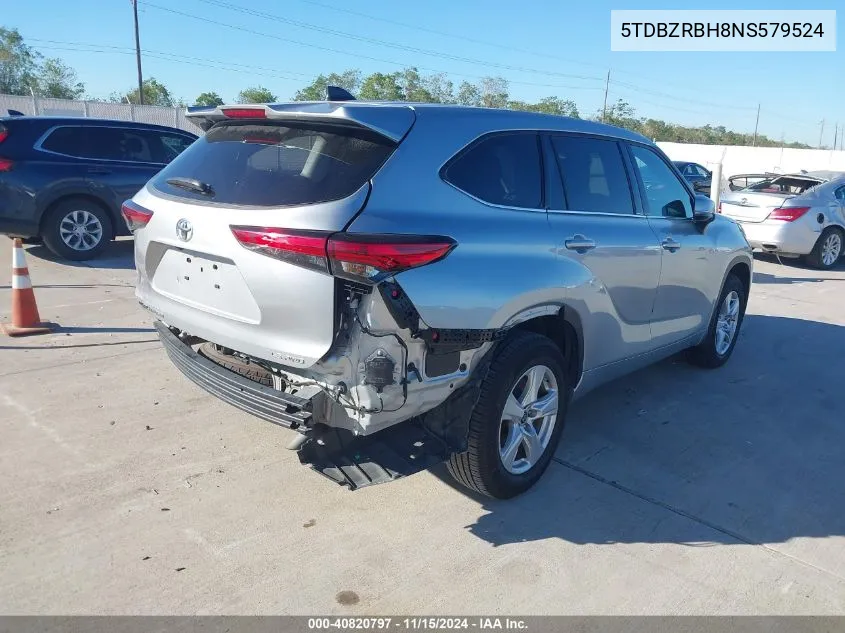 2022 Toyota Highlander Le VIN: 5TDBZRBH8NS579524 Lot: 40820797