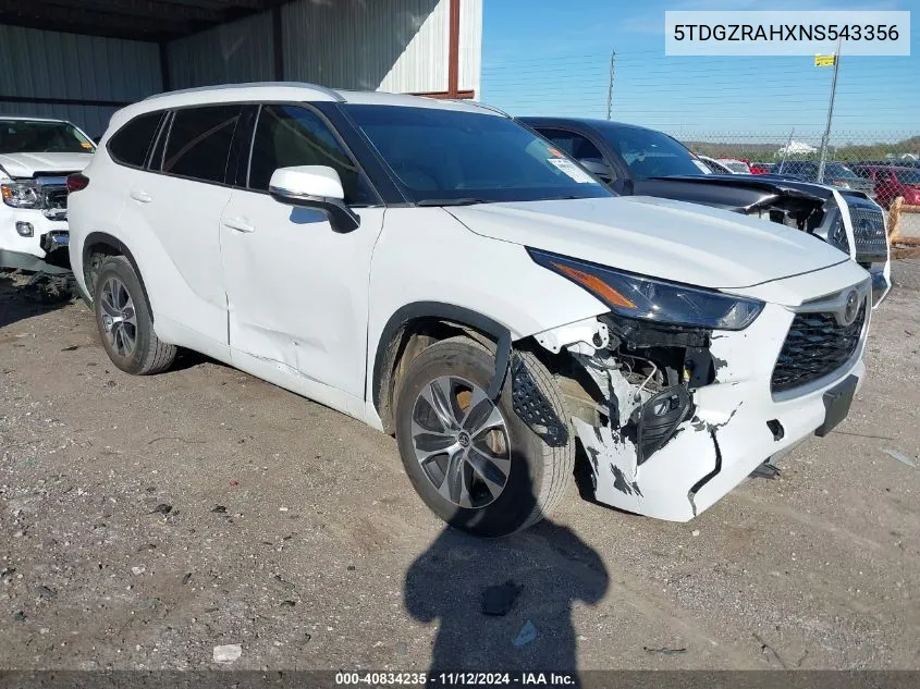 5TDGZRAHXNS543356 2022 Toyota Highlander Xle