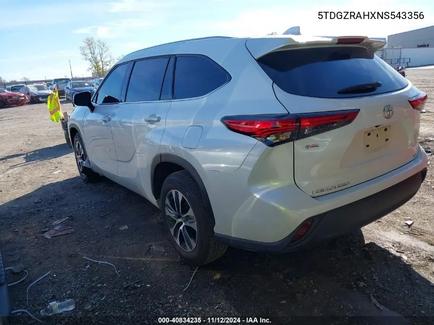 5TDGZRAHXNS543356 2022 Toyota Highlander Xle