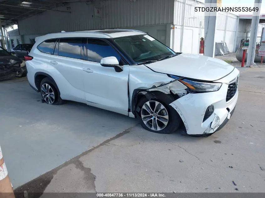 2022 Toyota Highlander Xle VIN: 5TDGZRAH9NS553649 Lot: 40847736