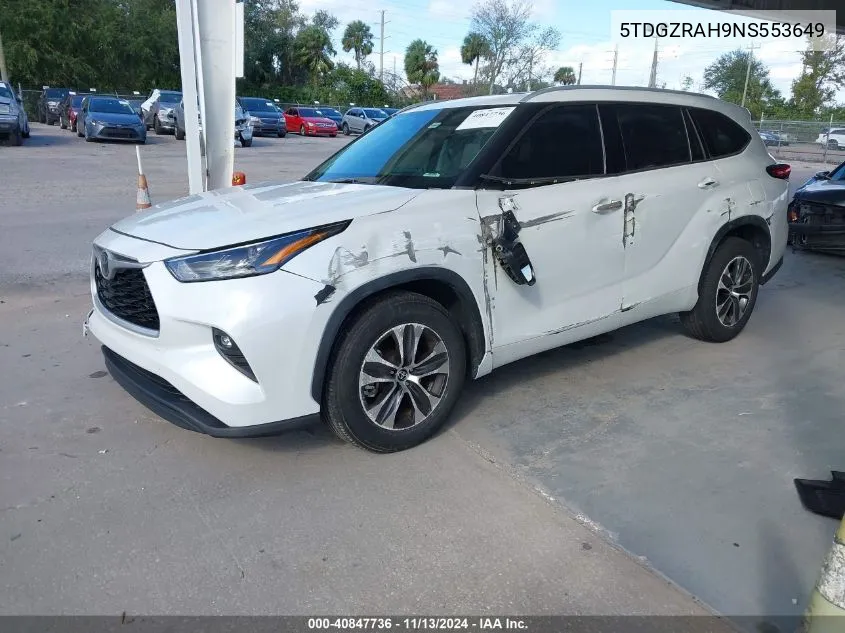 2022 Toyota Highlander Xle VIN: 5TDGZRAH9NS553649 Lot: 40847736