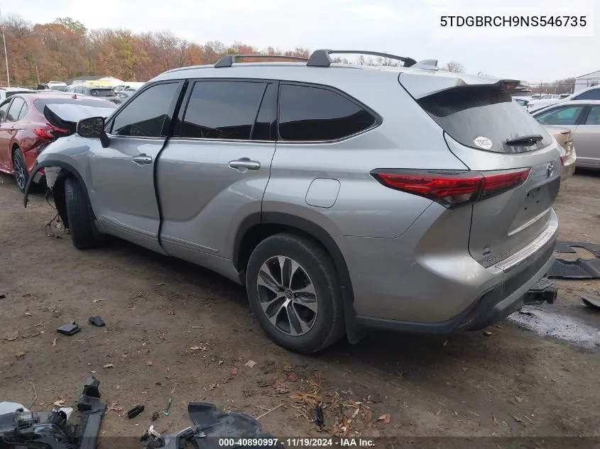 2022 Toyota Highlander Hybrid Xle VIN: 5TDGBRCH9NS546735 Lot: 40890997