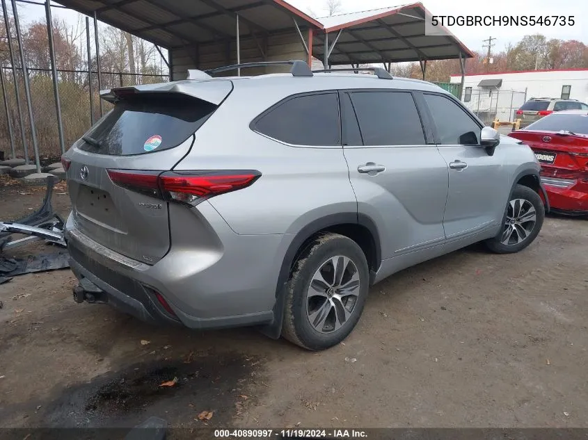 2022 Toyota Highlander Hybrid Xle VIN: 5TDGBRCH9NS546735 Lot: 40890997