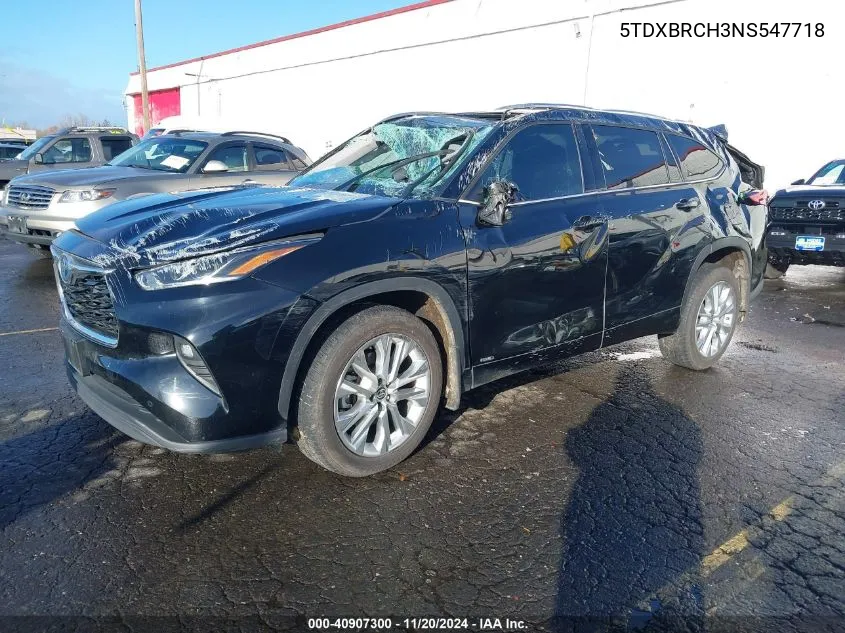 2022 Toyota Highlander Hybrid Limited VIN: 5TDXBRCH3NS547718 Lot: 40907300