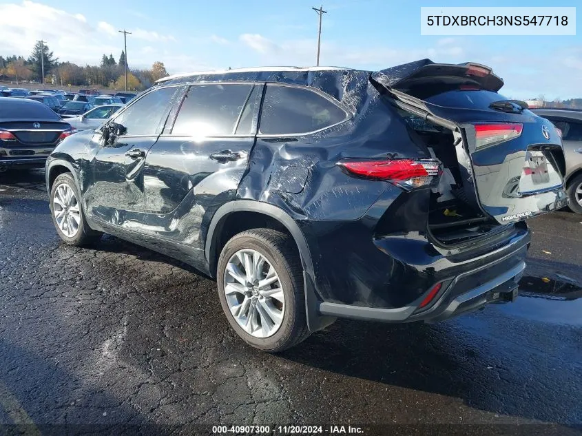 2022 Toyota Highlander Hybrid Limited VIN: 5TDXBRCH3NS547718 Lot: 40907300