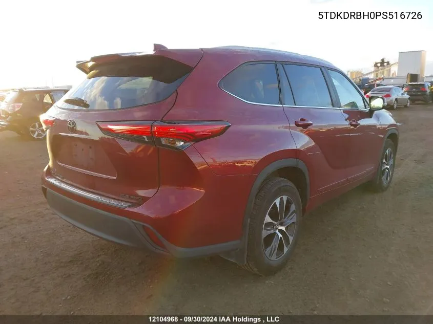 2023 Toyota Highlander L/Le/Xle/Limited/Platinum/Xse VIN: 5TDKDRBH0PS516726 Lot: 12104968