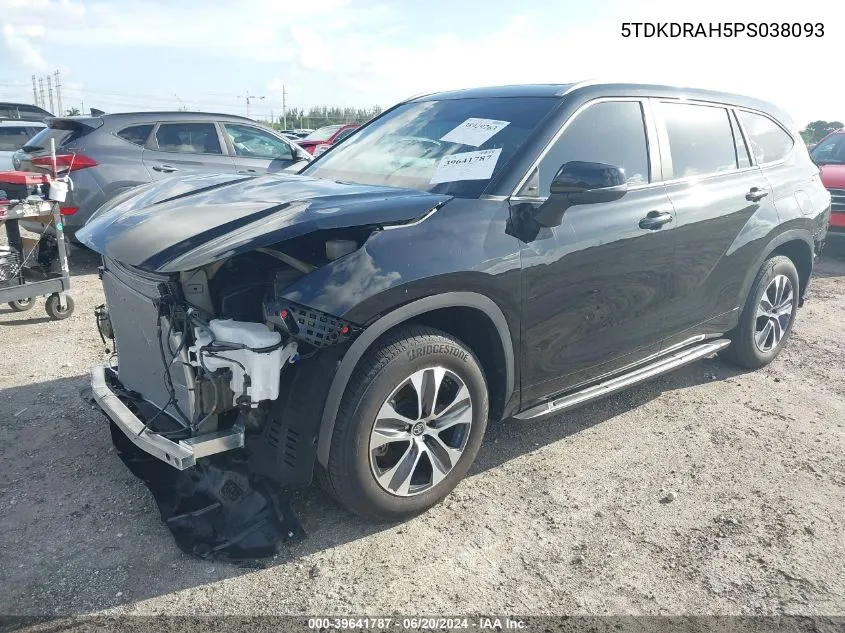 2023 Toyota Highlander Xle VIN: 5TDKDRAH5PS038093 Lot: 39641787