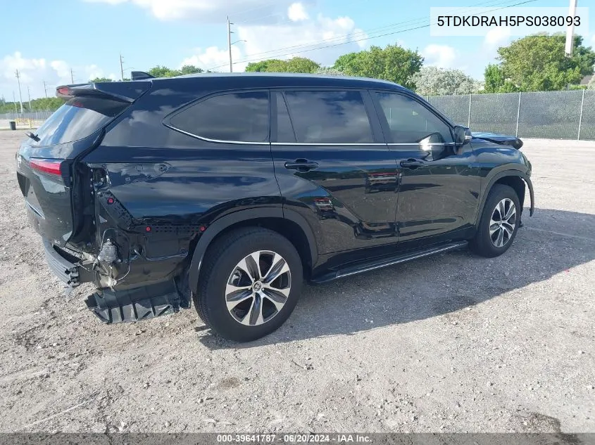 2023 Toyota Highlander Xle VIN: 5TDKDRAH5PS038093 Lot: 39641787