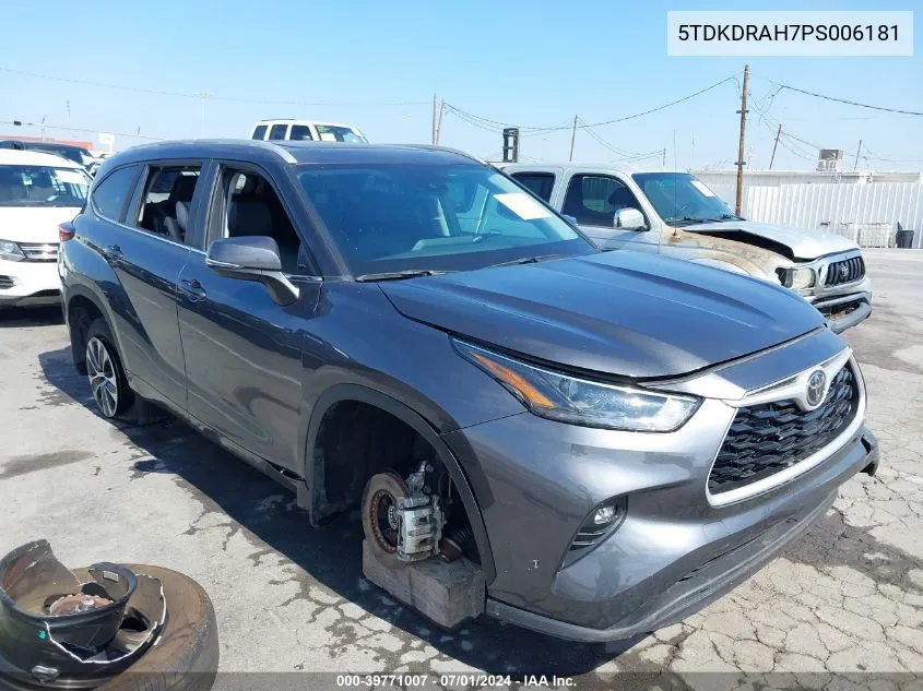 2023 Toyota Highlander Xle VIN: 5TDKDRAH7PS006181 Lot: 39771007