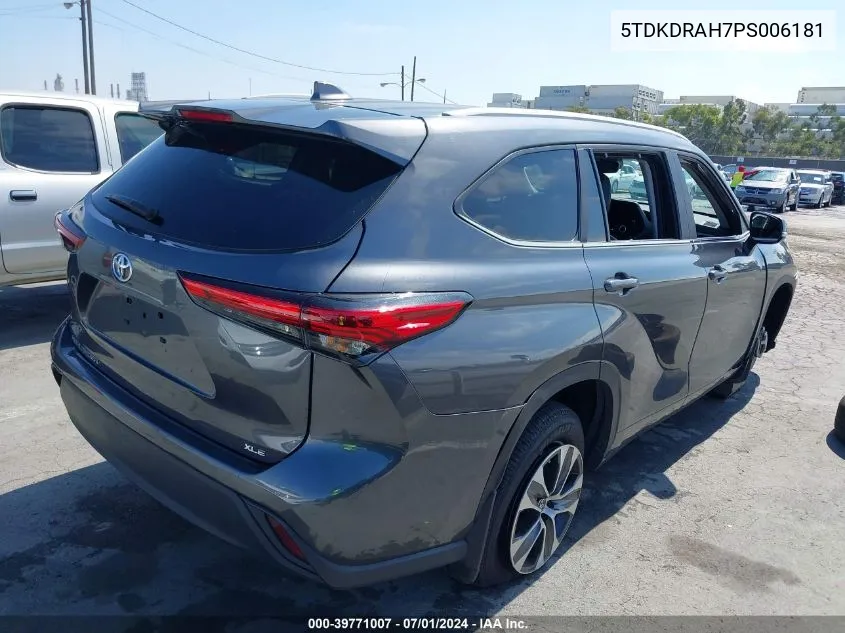 2023 Toyota Highlander Xle VIN: 5TDKDRAH7PS006181 Lot: 39771007