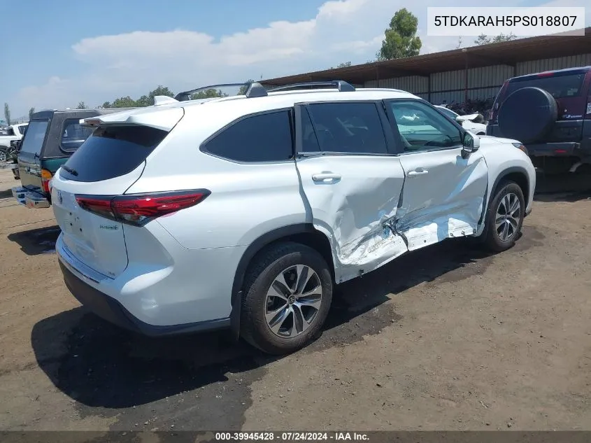 2023 Toyota Highlander Hybrid Xle VIN: 5TDKARAH5PS018807 Lot: 39945428