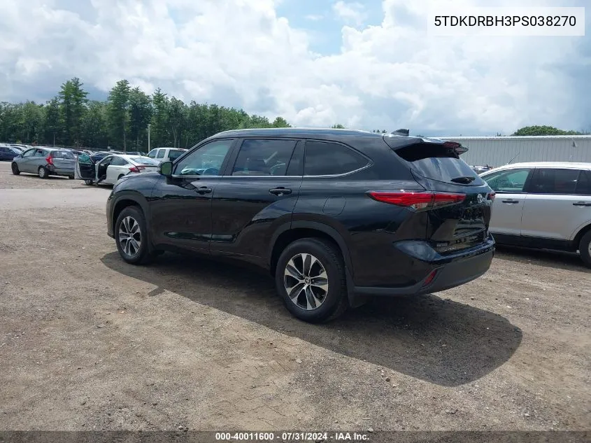 2023 Toyota Highlander Xle VIN: 5TDKDRBH3PS038270 Lot: 40011600