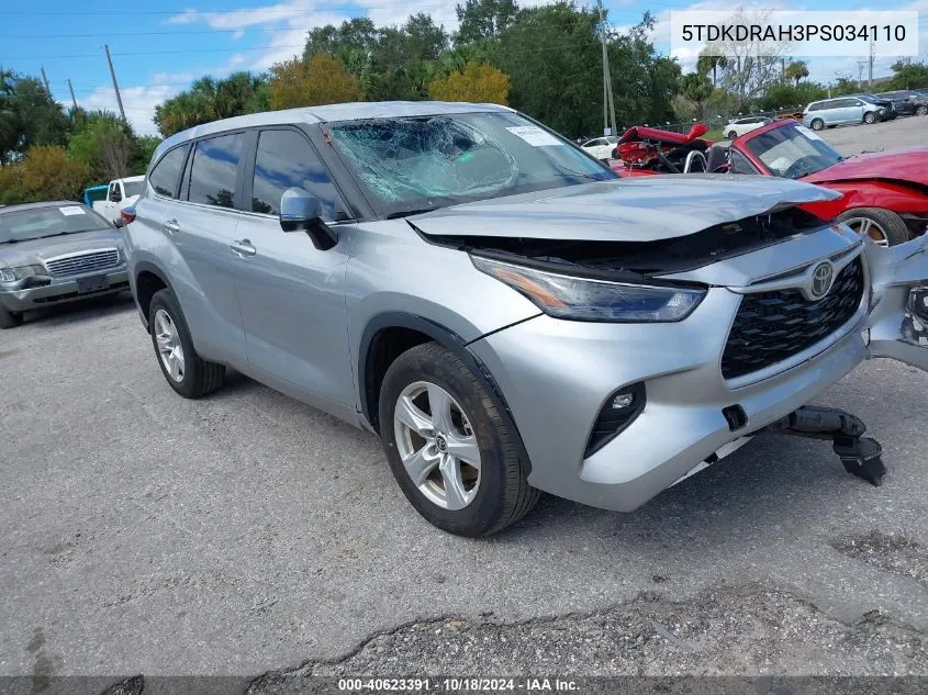 2023 Toyota Highlander Le VIN: 5TDKDRAH3PS034110 Lot: 40623391