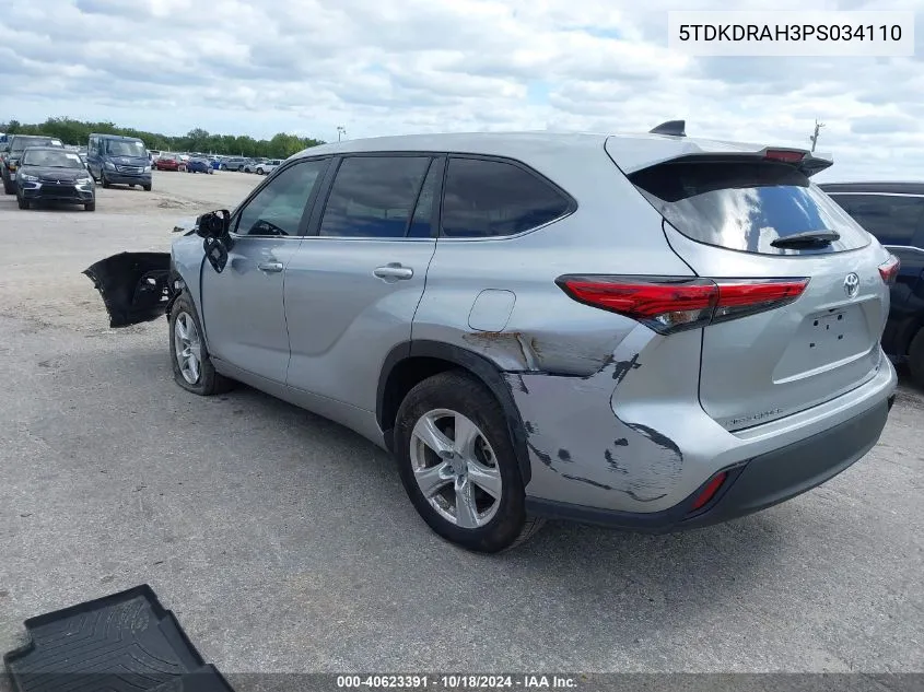 2023 Toyota Highlander Le VIN: 5TDKDRAH3PS034110 Lot: 40623391